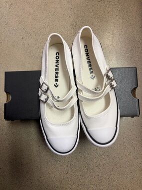Converse White/Egret Mary Jane Canvas Slip-On Sneakers